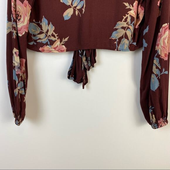 SHOW ME YOUR MUMU TATUM CHOCOLATE AND ROSES DRAPE FLORAL WOMENS TIE TOP SIZE S - Picture 12 of 13